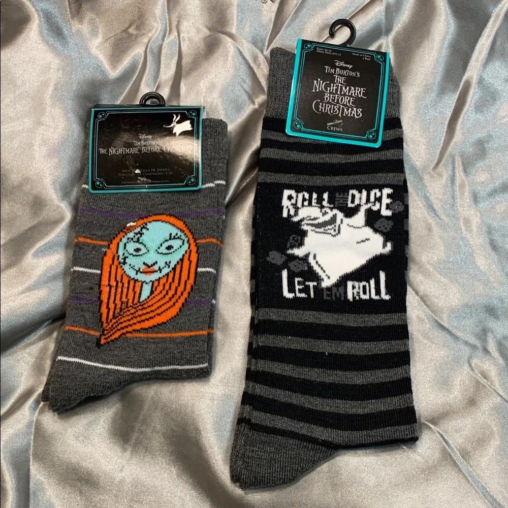 🌹Disney The Nightmare Before Christmas Unisex Crew Socks - Gray, Black & Orange